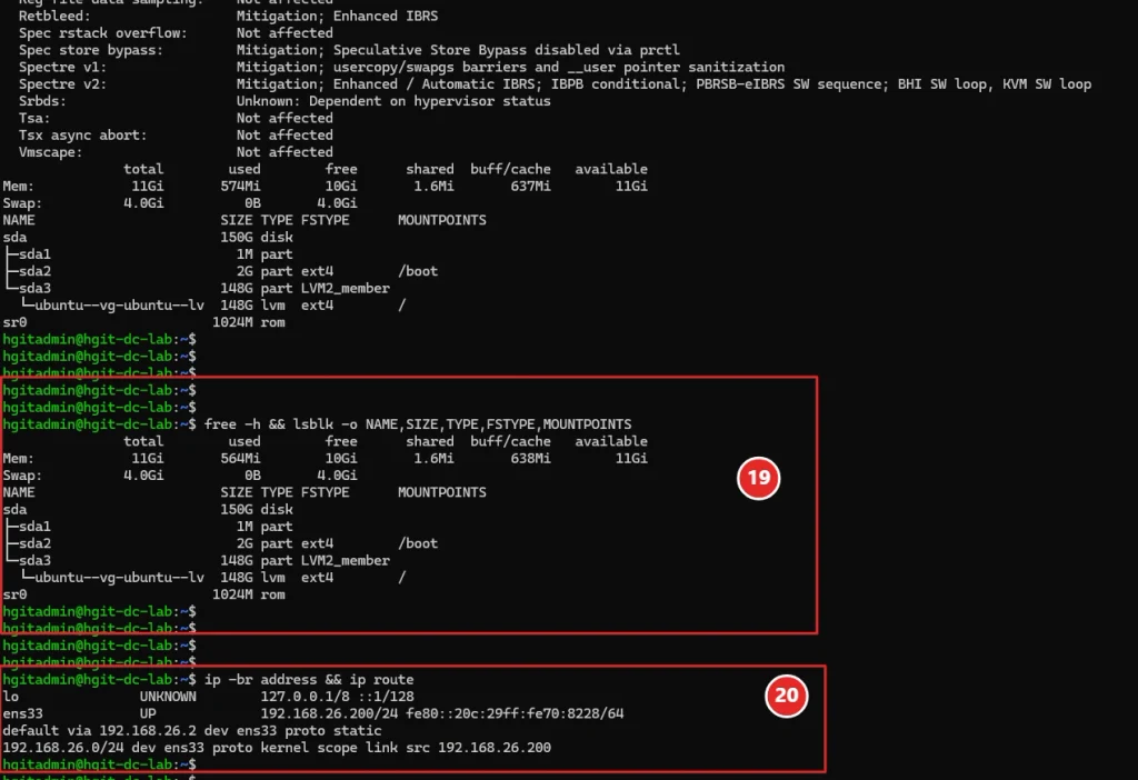 The ens33 interface uses 192.168.26.200/24 and the default gateway is 192.168.26.2.