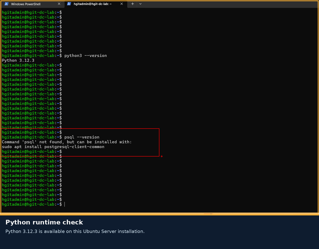 Ubuntu terminal showing Python 3.12.3 after running python3 --version.