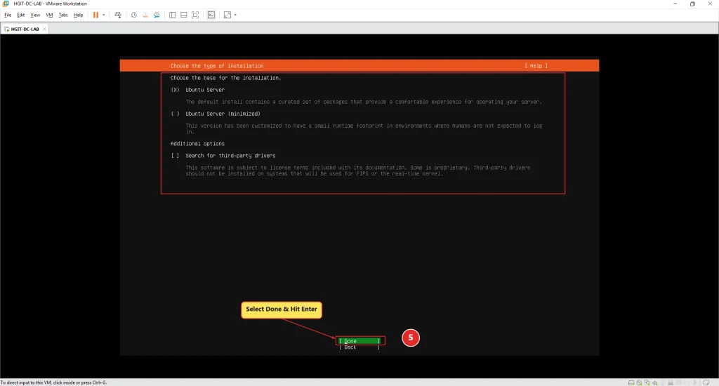Ubuntu Server installer installation type screen (verify screenshot before uploading)